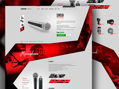 Shure Product Page Proposal ads advertising art direction design digital art digital design interface design landing layout ui ui design ux ux design web design