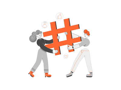 Social marketing artwork character community design hashtag illustration marketing people social