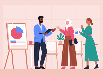Multinational company character community company illustration multinational office people