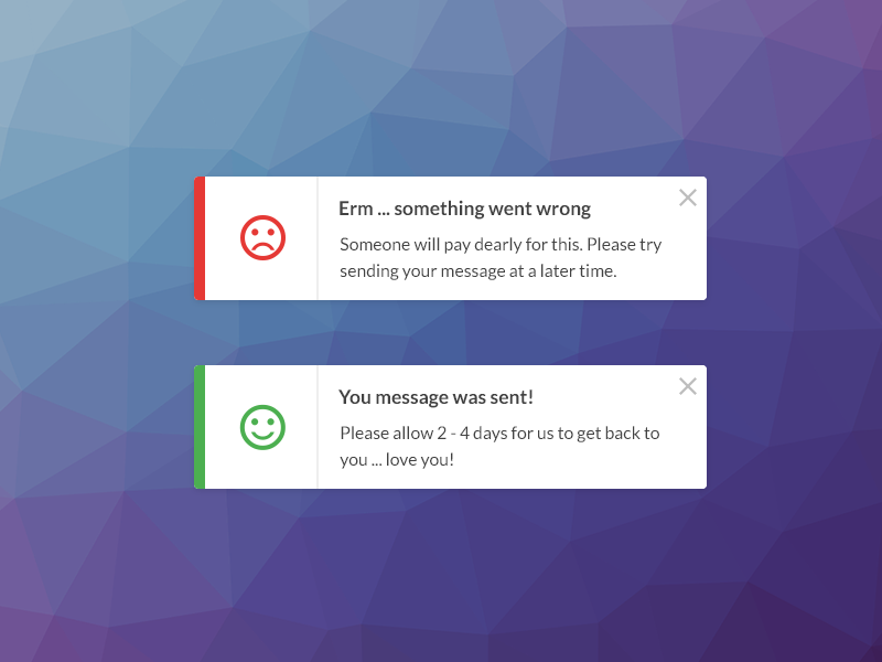 DailyUI 011 - Flash Messages by Joshua Sanger on Dribbble