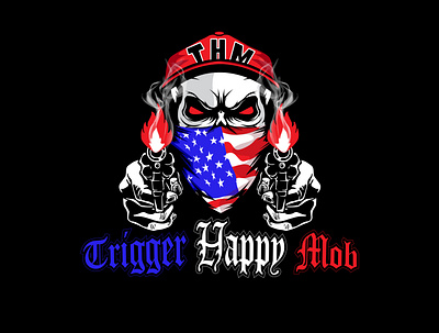 THM Happy Trigger Mob T-shirt Design, Skull, American design graphic design illustration logo vector