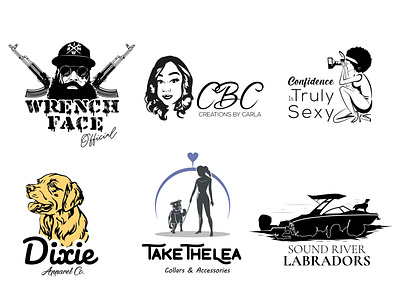 Silhouette based outline Black & White logos