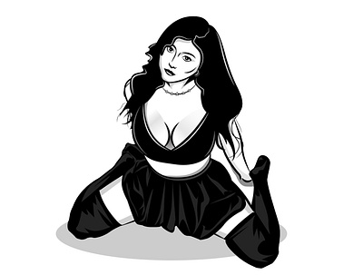 Sexy Girl silhouette black and white design graphic design illustration logo vector