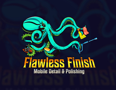 Flawless Finish Washer pressure Octopus logo design graphic design illustration logo vector