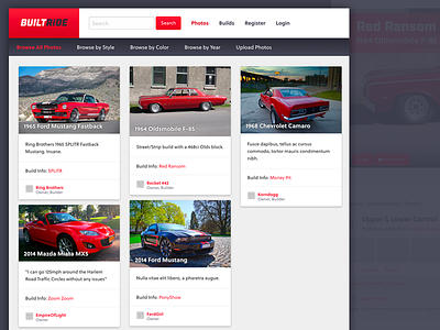 Automotive Inspiration site cards cars masonry red ride trucks vehicle web design website