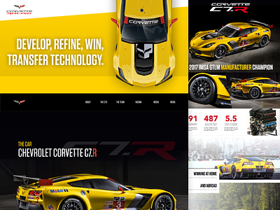Factory GTLM Race Team Site c7r chevy corvette design le mans motorsports racing speed ui web website yellow