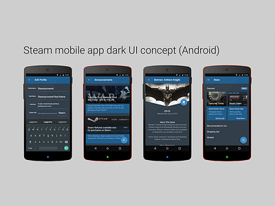 Steam redesign concept for Android android material design sketch