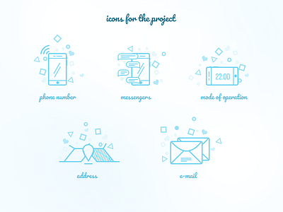 Icons for the project address email icon landing messengers mode phone site ui ux