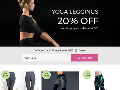 Landing page for leggings store ecommerce landing page photoshop web design