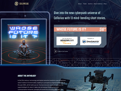 Cellarius block chain ebooks landing page sci fi web design
