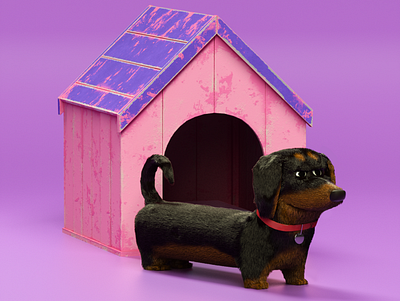 DOG 3d c4d characterdesign cinema 4d digitalart dog graphicdesign house illustration photoshop render