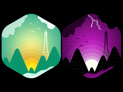 Mountain View clipart icons illustration moon mountains paris rain river sun tower travel weather