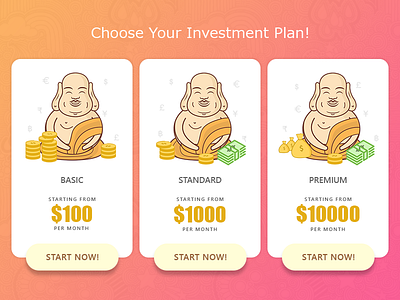 Investment Plans illustration investment plans laughing buddha money plans pricing pricing table product design web design