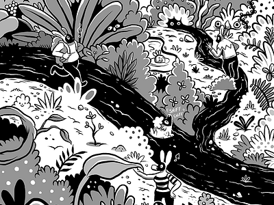 Forest (Light & Dark) bw comic editorial illustration plant spread zine