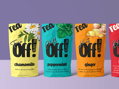 Packaging Off! Organic tea brand identity brandbook brandguide editorial logo packaging product lable product packaging product pocket tea