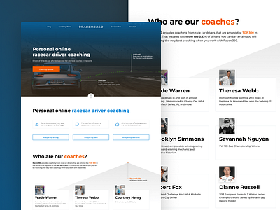 Race Car Driver Coaches Website car coach desktop race racer ui web design website