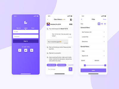 Lendli App Design app buy chat ios rent ui