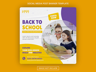 School Academy Banner Template academy ads back to schoo banner branding collage design media post promotion registration school social student template