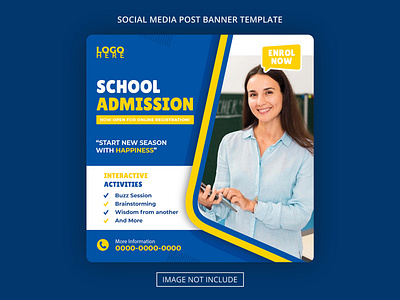 School academy education admission school facilities and activit admission ads banner branding design graphic design media promotion psd school social template