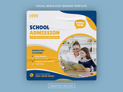 School academy education admission facilities and activities academy activities admission ads banner branding design education fee media promotion schoo school social template