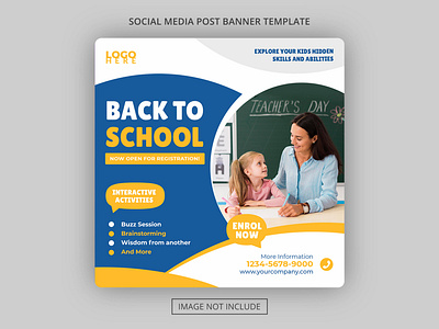 kids back to school academy education admission banner flyer