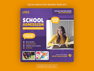 academy school admission banner template fee price education flyer