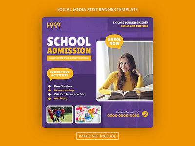 academy school admission banner template fee price education