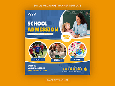 School Admission banner Template social media post & web banner