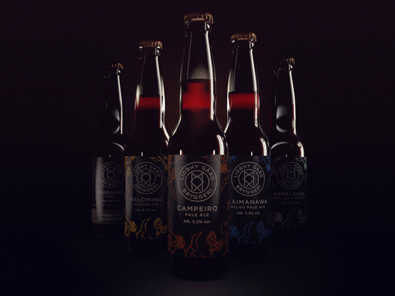 Lidbhy Gård Brewery bottle branding label quad lidbhy gård brewery beer