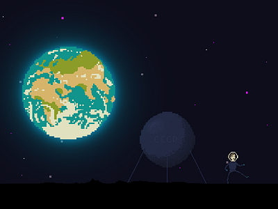 Лайка (Laika). animal dog friend laika moon pixel art pixelart space