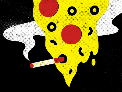 Smoking Pizza black olives cigarette illustration pepperoni pizza smoking