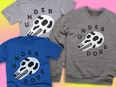 UND3R DOGS design dog illustration shirt skull type typography