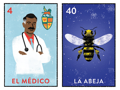 Loteria Cards bee card color design doctor illustration lotería texture