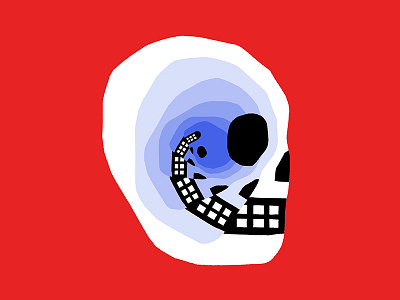 Spiraling Into Control color digital illustration skull spiral