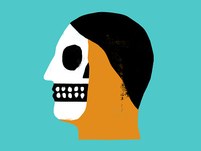 Watching color digital illustration skull
