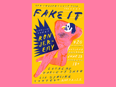 Fake It: Ron Jeremy color gig poster illustration poster texture