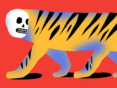 Tiger 1 color dead illustration skull texture tiger