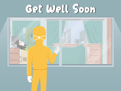 Get well soon! bed corona covid19 crying girl hospital illustration infected inherited interface isolated mirror patient people room sad scene sick situation woman
