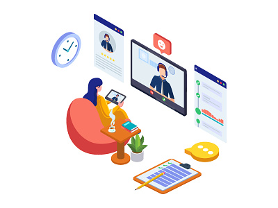Call center service illustration concept app application business call center creative dribbble homepage illustration isometric landing page nework online service team support template ui vector video call web website
