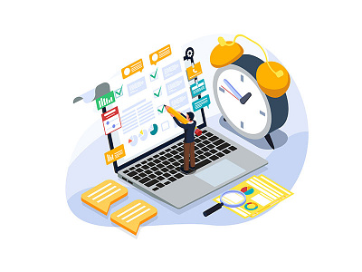 Checking list illustration concept. applicaiton application businessman checking checklist creative dribbble homepage illustration isometric management schedule task technology template time todo list ui vector website