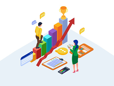 Business strategy illustration concept app artwork business character coworker creative design dribbble element idea illustration infographic isometric strategy target teamwork ui vector web worker