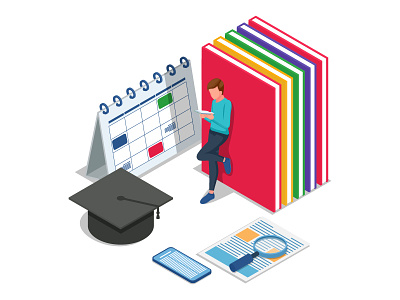 Student reading a book. Back to school illustration. 3d artwork back to school books character collage concept creative design dribbble elements graduation ideas illustration isometric reading student ui vector web