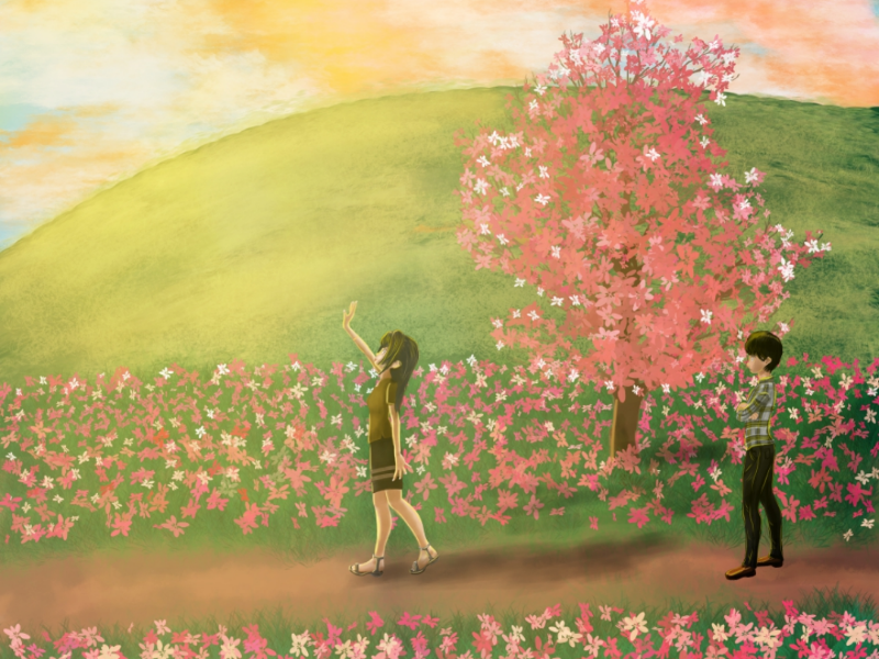 See the light. medibang photoshop wacom digital painting fantasy art illustration touch girl boy light couple