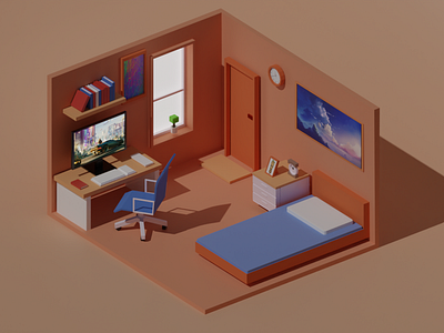 Isometric Room made in Blender