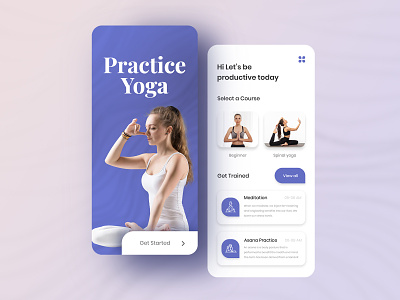 Practise Yoga 3d branding care app fitness graphic design health health care home screen innterface logo medical minimal mobile personal app practice simple ui uiux uiux design yoga
