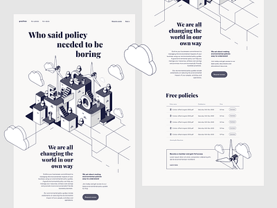 Greylines Policy article black white branding clean dark environment grid header health illustration isometric landing page lines minimal monochrome technology typography ui website