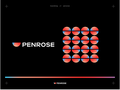 Penrose brand 3d brand brand design brand identity branding colorful gradient landing page logo logotype pattern simple typogaphy wordmark
