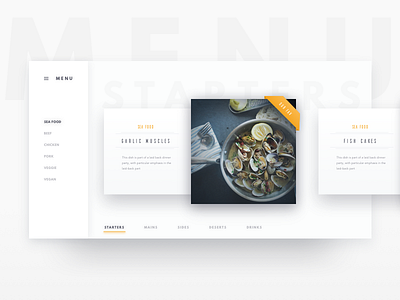 Menu cards depth menu simple swipe ui web