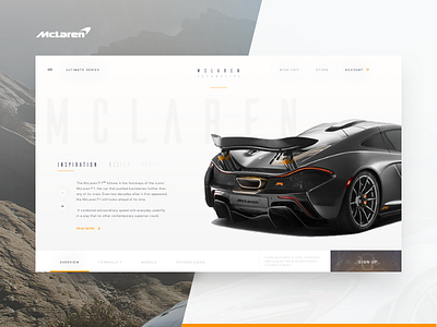 Mclaren P1 car card mclaren overlay p1 pop up sign up simple supercar ui ultimate series