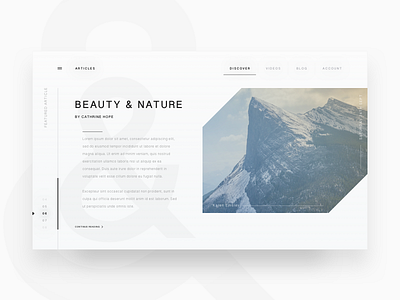 Beauty & Nature article blog card clean mountain navigation simple ui web